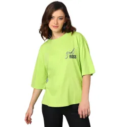 KOTTY Womens Solid Oversized Fit T-Shirt