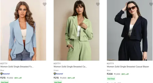 Image of Kotty Womens Blazers Starting @ ₹208