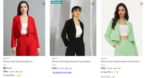 Image of Kotty Women's Blazers upto 91% Discount | Starting at ₹161