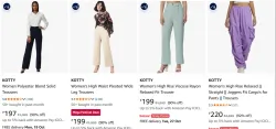 KOTTY Womens Cargo Pant at minimum 90% Discount