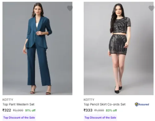 Image of Kotty Women's Co-ord Set Upto 91% Discount