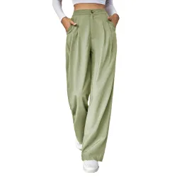 KOTTY Womens High Rise Cotton Blend Solid Straight Trousers