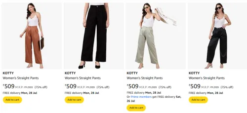 Image of KOTTY Women's Cotton Trousers Upto 85% Discount