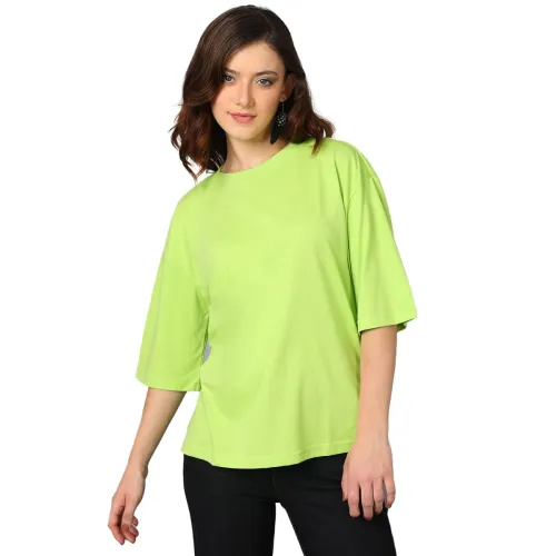 Image of KOTTY Women's Cotton Blend Solid Oversized T-Shirts