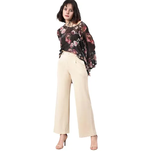 Image of KOTTY Women's High Waist Pleated Wide Leg Trousers