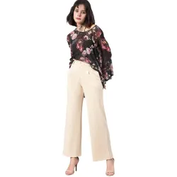 KOTTY Womens High Waist Pleated Wide Leg Trousers