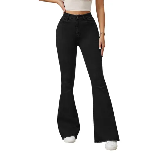 Image of KOTTY Women's High Waist Flared Fit Stretchable Denim Jeans for Casual