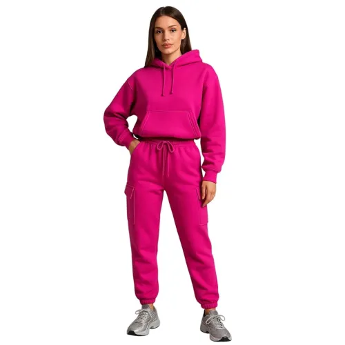 Image of KOTTY Women's Co-Ords Solid Sweatshirt With Sweatpant (Pink,XL)_KTTWINTERSET135XL