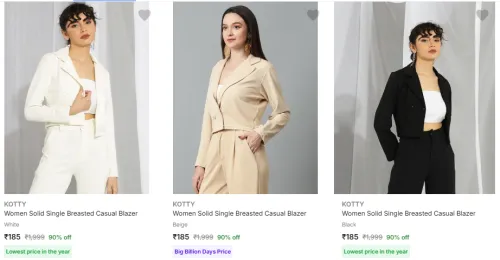 Image of Kotty Women's Readymade Blazers @ Up to 90% Discount
