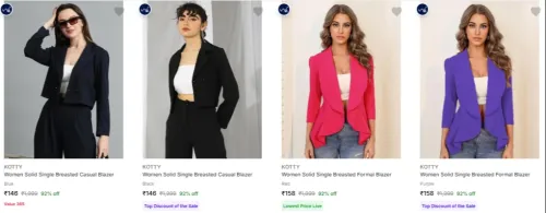 Image of KOTTY Women's Readymade Blazers upto 92% Discount