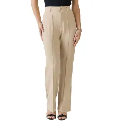 KOTTY Womens Solid Polyester Blend Best Beige Straight fit Trousers (Beige,26)