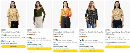 Image of KOTTY Women's Tops Starting @ ₹181