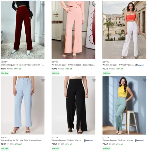 Image of Kotty Women's Trousers @ Starting ₹196