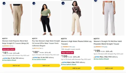Image of KOTTY Women's Trousers starting at ₹181