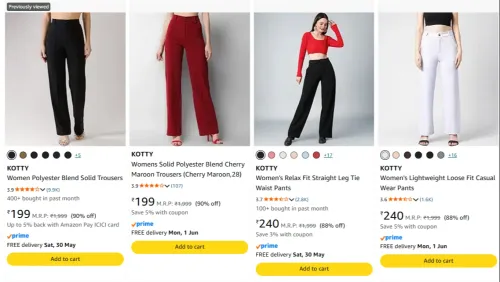 Image of KOTTY Women's Trousers starting at ₹199
