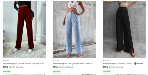 Image of Kotty Women's Trousers @ Up to 90% Discount