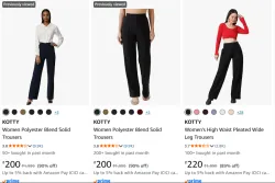 KOTTY Women Polyester Blend Solid Trousers Starting at @ ₹200