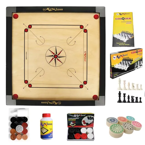 Image of KOXTONS Carrom Board 32inch + Vista 14inch Chess Conquer Gift Set