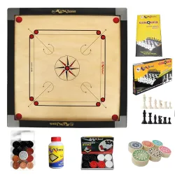 KOXTONS Carrom Board 32inch + Vista 14inch Chess Conquer Gift Set