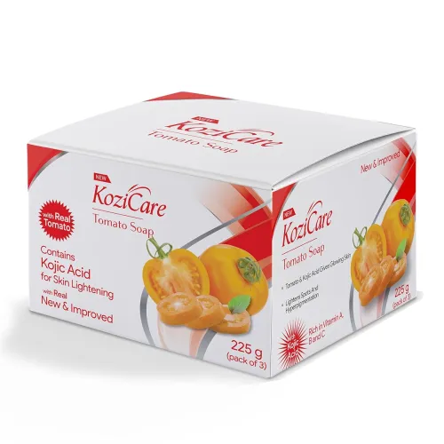 Image of Kozicare Kojic Acid and Glutathione Tomato Soap Pack of 3 - Detan Bathing Bar for Glowing Skin - Brightening Body Bar fo