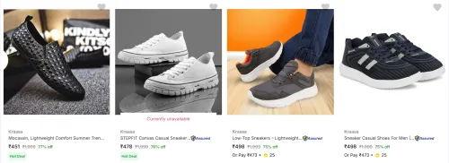 Image of Kraasa Men’s Casual Shoes at minimum 75% Discount