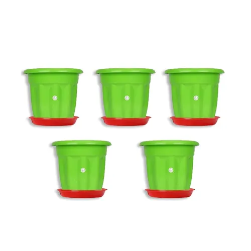 Image of Kraft Seeds 6″ Green Wavy‑Collar Planter Set (5 pcs)