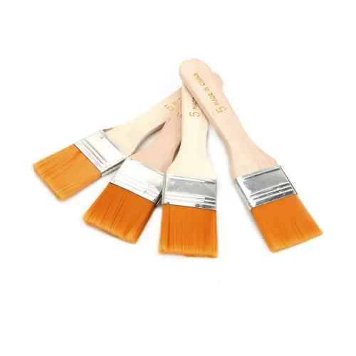Image of KRAFTMASTERS 4 Pcs Wooden Handle Flat Utility Paint Brush Set for Acrylic, Oil Painting