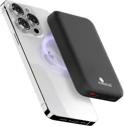 Kratos 10000 mAh 22.5 W Wired & Wireless With MagSafe Slim Pocket Size Power Bank (Black, Lithium Polymer, Quick Charge 