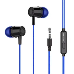 Kratos E02 Blue Wired Earphones with 3.5mm Jack in-line Mic Control for Clear Calling & Music
