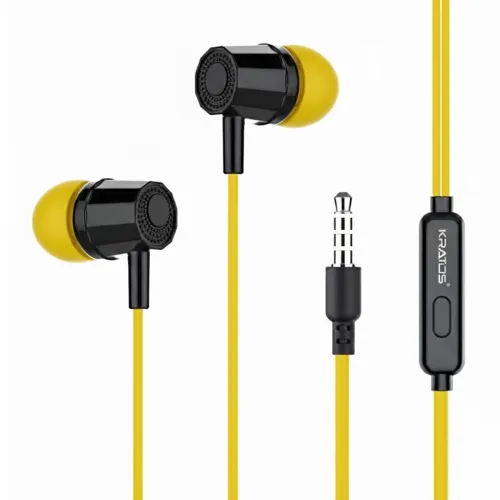 Image of Kratos E02 Yellow Wired Earphones 