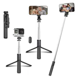Kratos Extendable Selfie Stick Tripod Stand up to 100 cms Long, 360° Rotation, Compatible with iPhone, Samsung, Vivo, Re