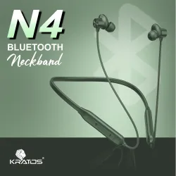 Kratos N4 Bluetooth Neckband with 52H Playtime, Deep Bass, Stereo Sound, HD Calls, Magnetic Earbuds, Type-C Fast Chargin