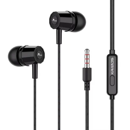Image of Kratos Thump Wired Earphones, Powerful Bass, HD Sound Quality Earphones, Tangle Free Cable, Comfortable in Ear Fit, with