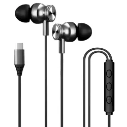 Kratos Tune V4 C Type Earphones Wired, Deep Bass Drivers Earphone, Inline Control Type c Headphones with Mic, Sweat Resistant, Comfort Fit Type c Earphone with Volume Control,Metallic c pin....