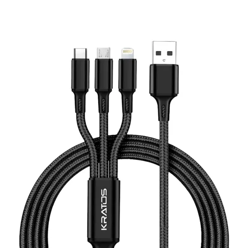 Image of Kratos Unbreakable 3 in 1 Charging Cable