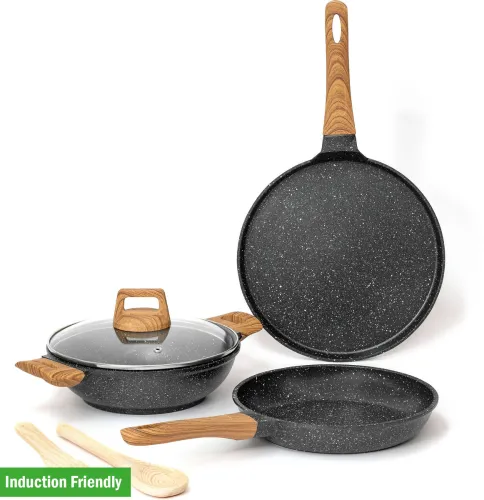 Image of Kreme CeraStone Granite Induction Bottom Non-Stick Coated Cookware Set