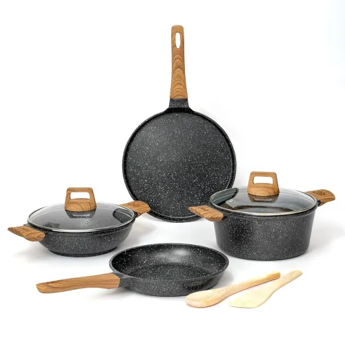 Image of Kreme CeraStone Granite Nonstick Cookware Set 8-Piece Induction Compatible