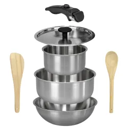Kreme TRICLAD Triply Cookware Set 7pcs | Stainless Steel | Food Grade | Kadai 2.1L | Sauce Pan 1.75 L | Casserole 3.3L |