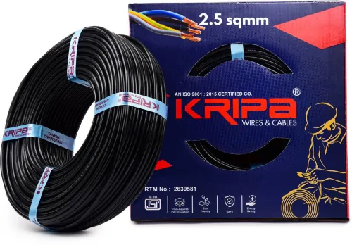 Image of Kripa 2.5 sqmm Copper FR PVC Wire 91m Black