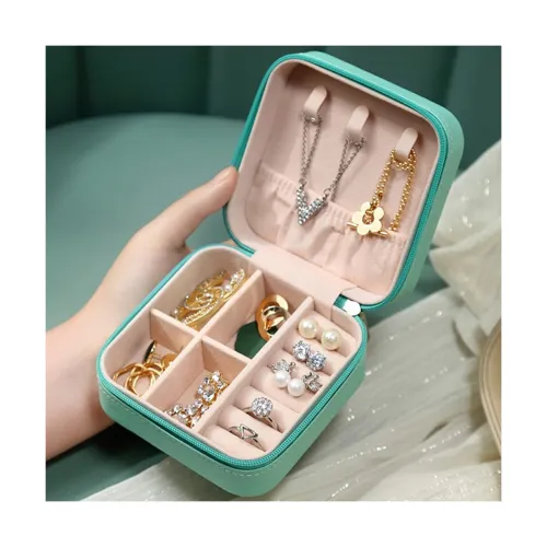 Image of KRISHYAM® Clear Lid Velvet 15 Grid Jewelry Organizer - Case for Ring, Pendant, Earring Organizer jewelry Box Lockable Je