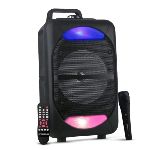 Image of Krisons Beatz with FM,USB,Aux and Bluetooth with Free Wired Mic Bluetooth Trolley Speaker, Black