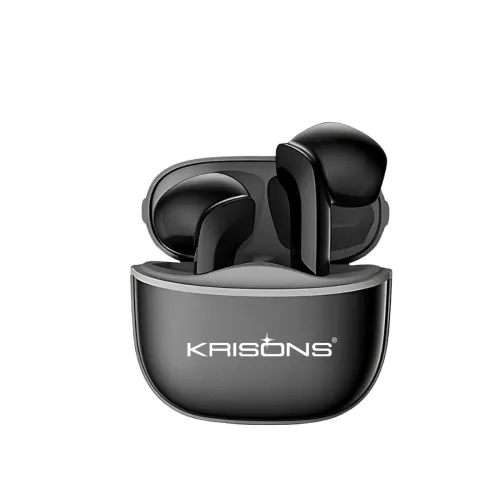 Image of Krisons TWS-001 Wireless Earbuds, Black, Bluetooth 5.2, 10mm Drivers, HiFi Sound Quality, 25H Battery Life, Touch Contro