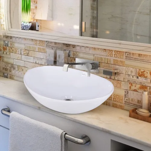 Image of KrissKross White Glossy Tabletop Basin