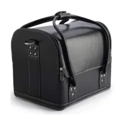 Kriva Large Capacity Cosmetic PU Leather Women's Makeup Travel Bag with 5 Separate Section for Storage (30CM, Black)