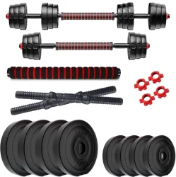 KRX 3 in 1 Convertible 30 Kg PVC Adjustable Dumbbell (30 kg)