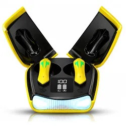 KS35 Wing TWS Earbuds | 40 Hrs of Playtime | Bluetooth v5.4 with AI-ENC | 45ms Low Latency Gaming Buds (Yellow)