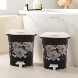 Kuber Industries Plastic Pack of 2 Pedal Garbagebin | 10 Liter | Bathroom & Kitchen Dustbin with Lid & Handle | Wet & Dr