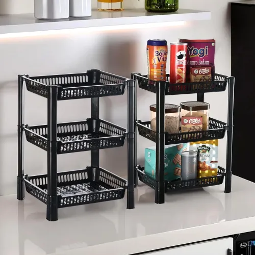 Image of Kuber Industries Pack of 2 Multipurpose Kitchen Organizer/Storage Rack | 3-Layer Onion Stand For Kitchen | Vessels & Veg