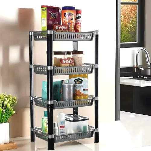 Image of Kuber 4-Layer Kitchen Storage Organizer Rack Silver