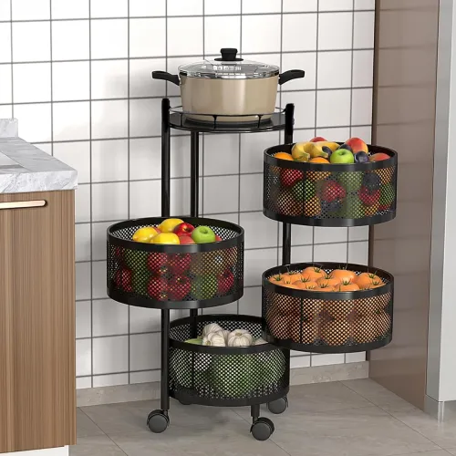 Image of Kuber 4-Layer Rotating Storage Trolley Rack
